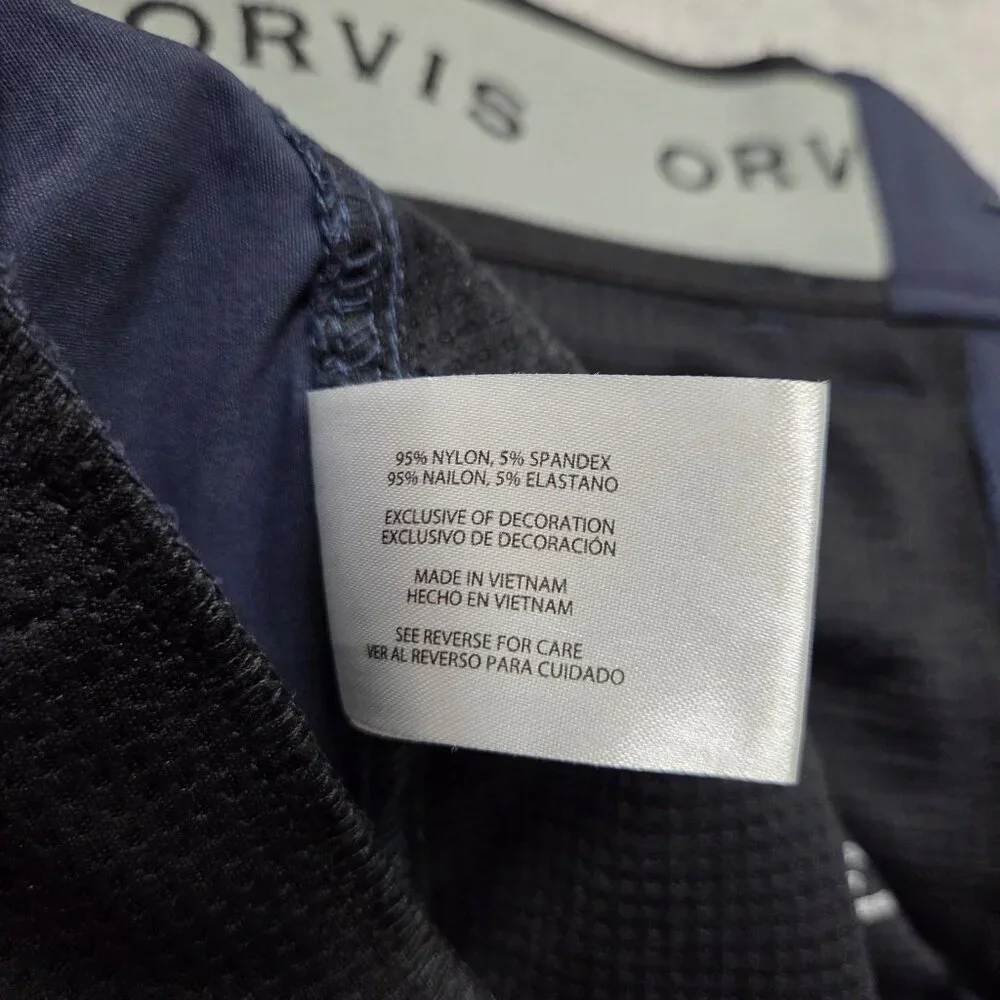 Orvis Tech Pants Men 32x34 Blue Straight Leg Water Repellent Performance Stretch